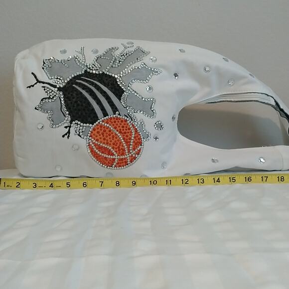 NWOT Handmade Basketball Orange/Black/White Embellished Crossbody Canvas Bag - Picture 6 of 8